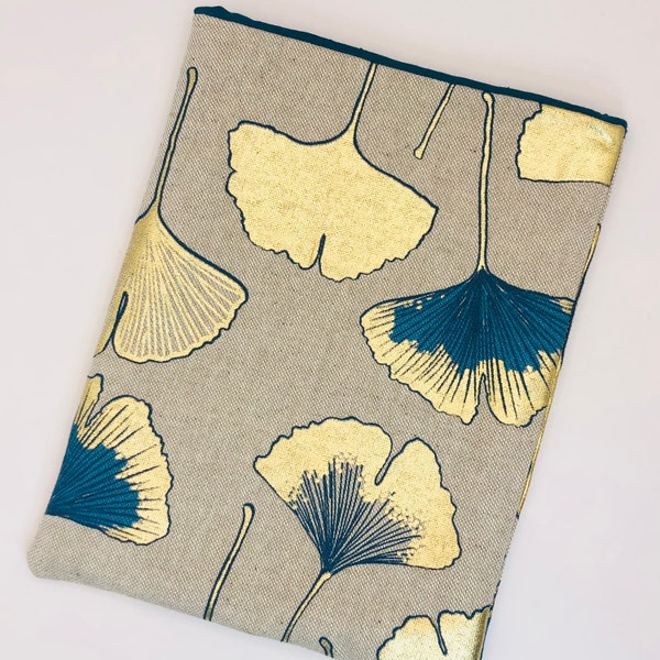 Book pouch - Biloba green gold (size of your choice)