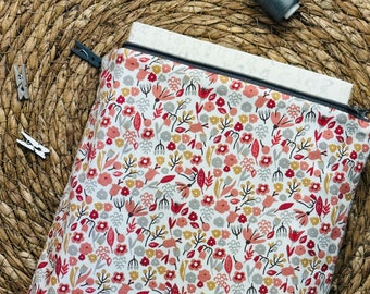 Zipped book pouch - Fleurette Alice (size of your choice)