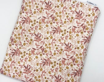 Pochette à livre imperméable et zippée - Liberty rose  (format au choix)