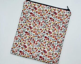 Zipped book pouch - Fleurette Alice (size of your choice)