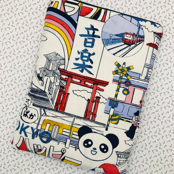 Book sleeve - Blue Japanese Manga Panda (size of your choice)