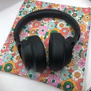 Wasserdichte Kopfhörertasche mit Vintage-Blumenmuster (mit Reißverschluss/gefüttert)