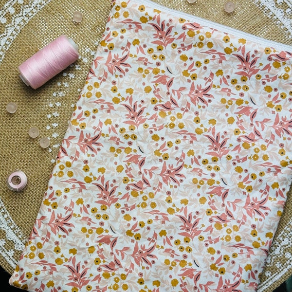 Pochette à livre imperméable et zippée - Mini fleurs  (format au choix)