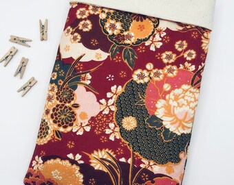 Pochette à livre - Fleurs Japonaises (format au choix)