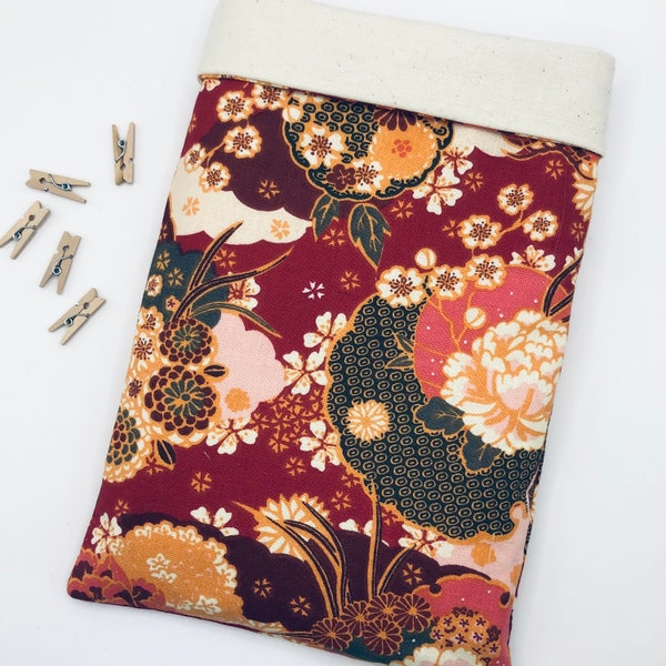 Pochette à livre - Fleurs Japonaises (format au choix)