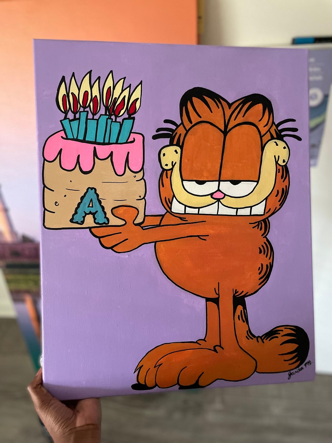 Custom Garfield Painting Etsy