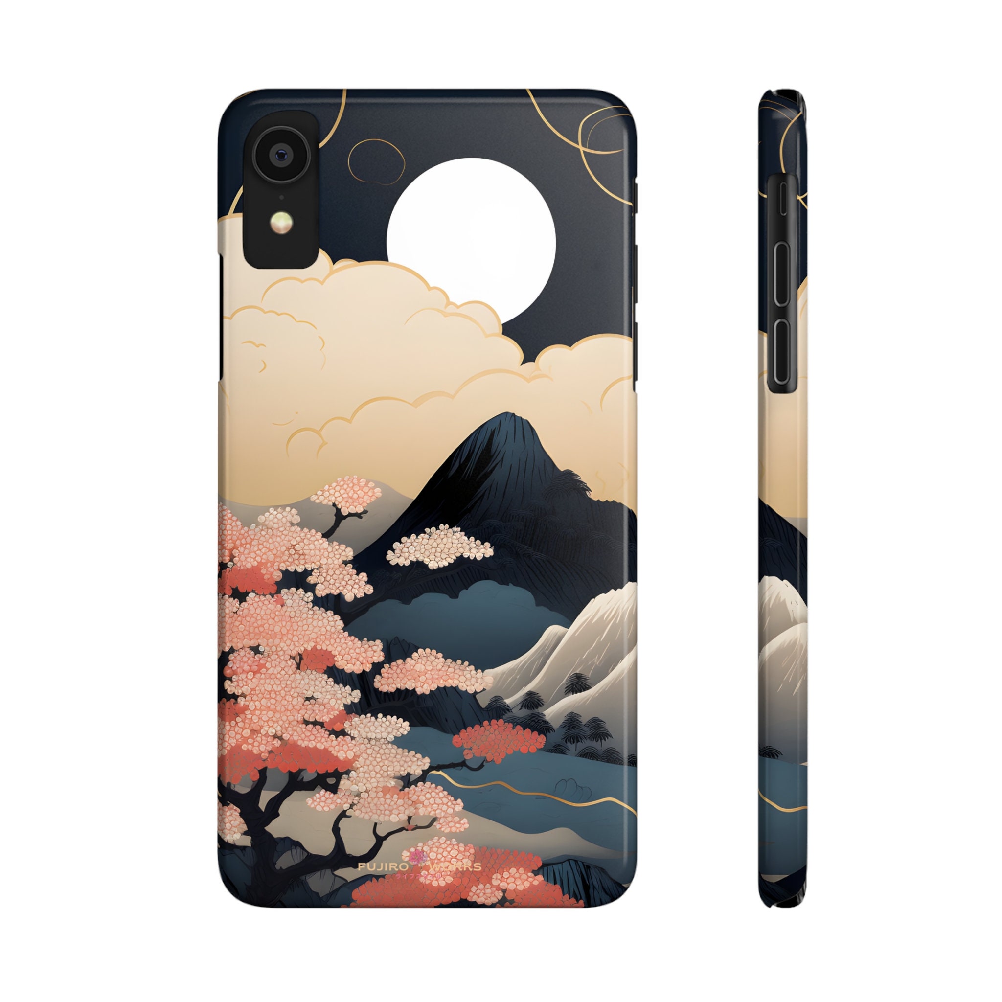 Japanese iPhone 11,12,13,14 Pro Max Case: Scenic Mountain Flower