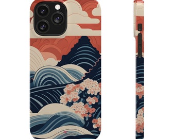 Japanese iPhone 11,12,13,14 pro max Case Scenic mountain flower cherry blossom aesthetic:  anime Tokyo-Inspired Aesthetic  Minimalist