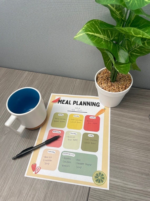 Weekly Meal Prep Calendar - Etsy