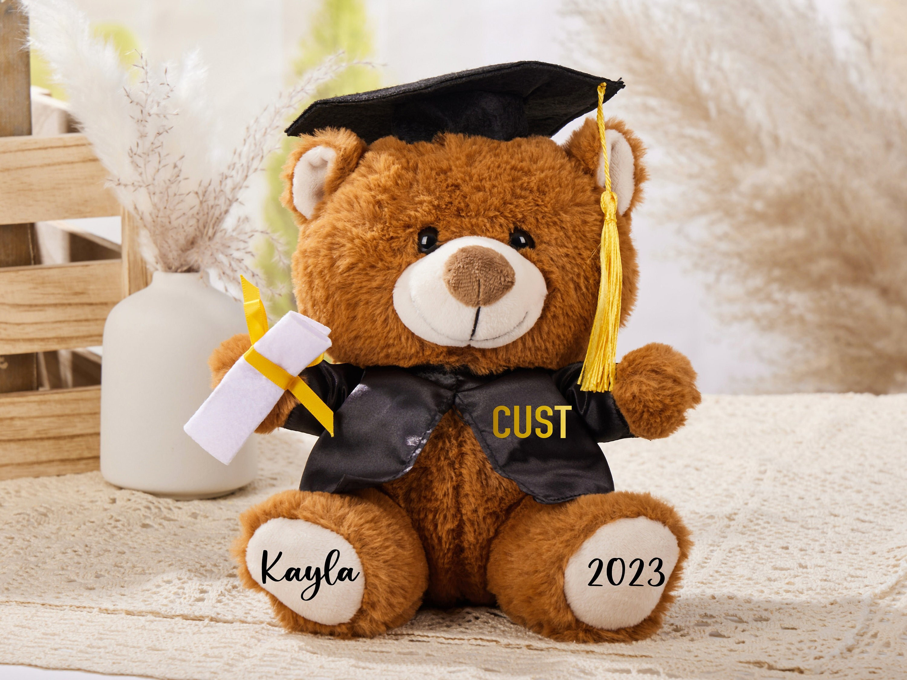 5ft Life Size Personalized Graduation Teddy Bear Mocha Sunny Cuddles
