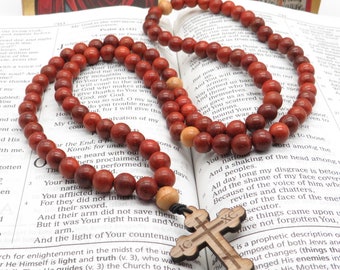 Rosewood Orthodox Prayer Rope: Walnut Cross, Olive Wood Beads
