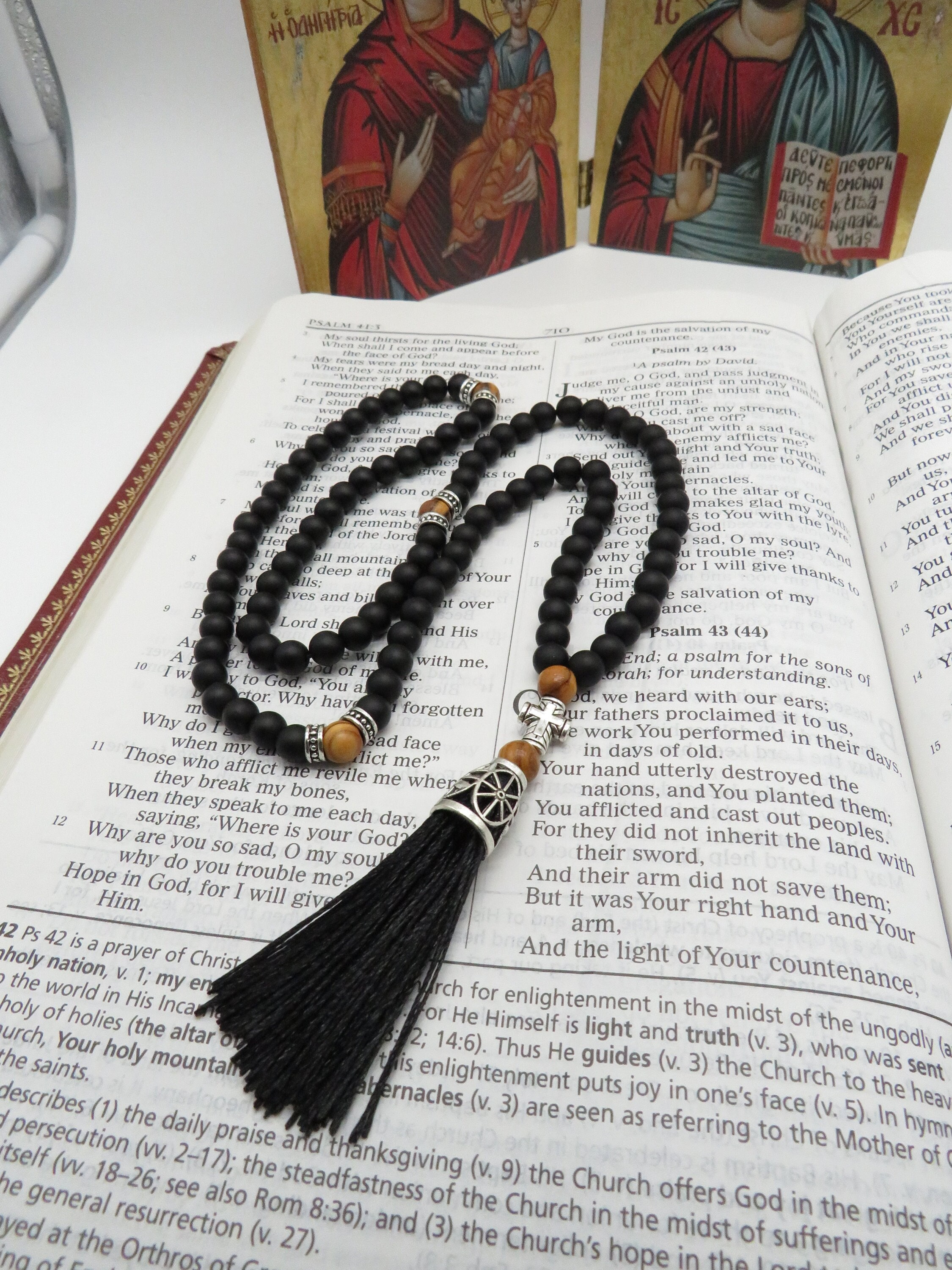 Black Eastern Orthodox Prayer Rope Chotki 50 Count Barrel Knots