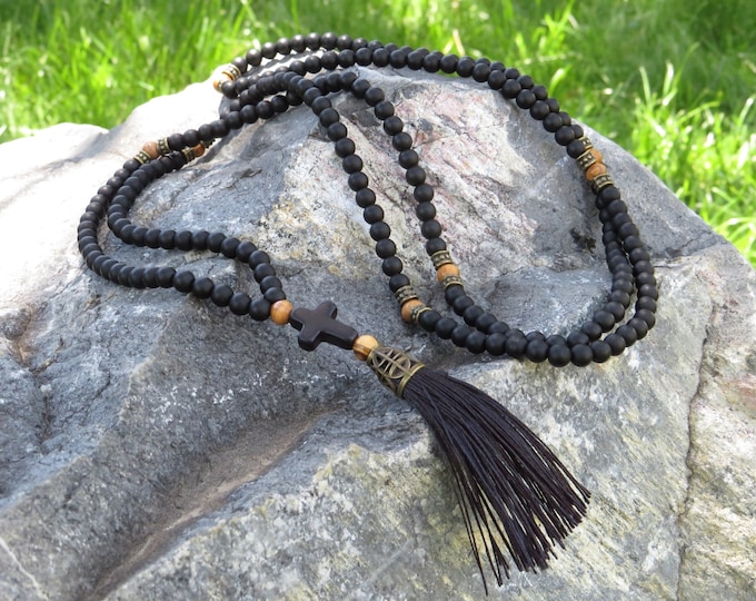 Featured listing image: Orthodox Prayer Rope, Chotki, Komboskini, Rosary, 100/150/200 Onyx Gemstone beads, Jurusalem Olive Wood Beads, Eastern Orthodox, Handcrafted