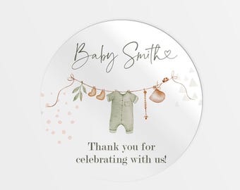 Spersonalizowane naklejki na baby shower: upominki na imprezę (60 mm)