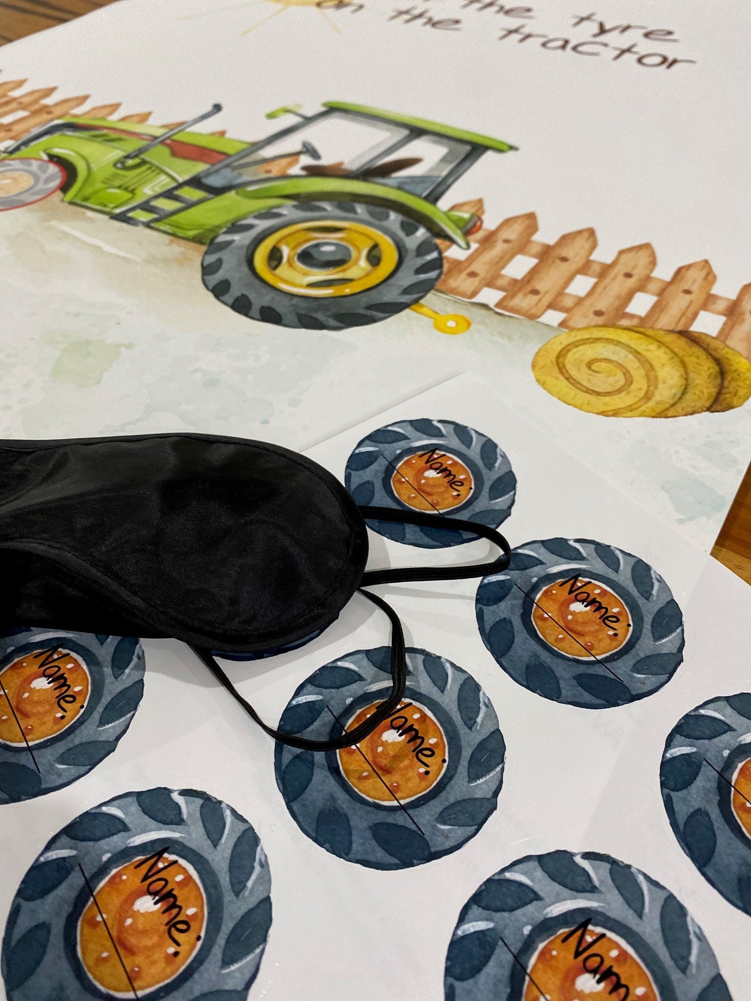 Pin the Tyre on the Tractor Party Game, Kids Party Games, Tractor Game