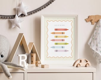 Days of the Week Print, Kids wall art, Educational Poster