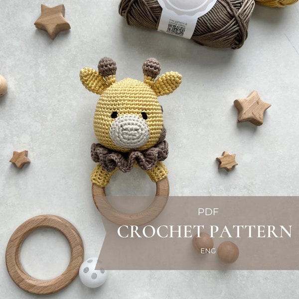 Giraffe crochet rattle baby toy pattern PDF