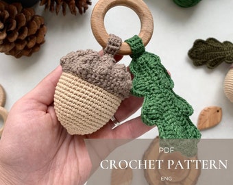 Acorn crochet rattle baby toy pattern PDF