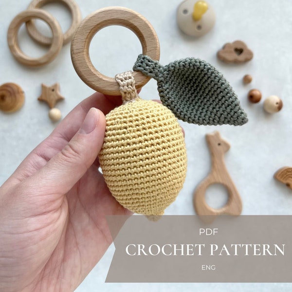 Lemon crochet rattle baby toy pattern PDF