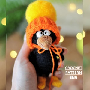 Crochet Pattern Crow PDF ENG Halloween Decor Blackbird Stuffed Animal Amigurumi raven crocheted