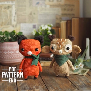 Reindeer Fox Fawn Crochet Pattern set, Forest Deer et Foxie Amigurumi Animals