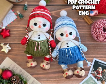 Crochet pattern snowman amigurumi PDF ENG Christmas decoration toy