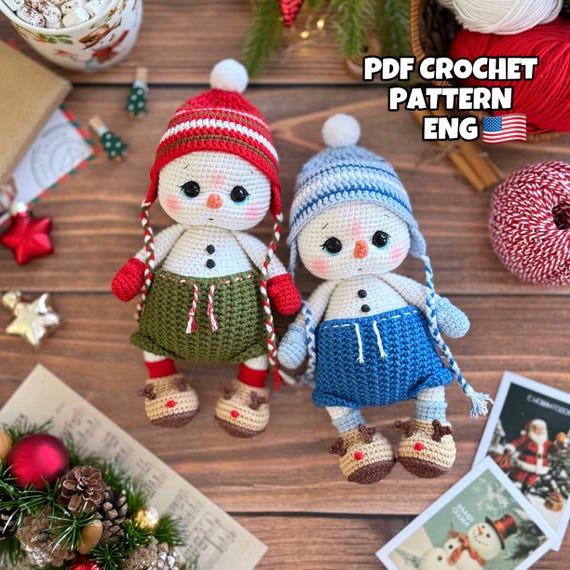 Crochet pattern snowman amigurumi PDF ENG Christmas decoration toy