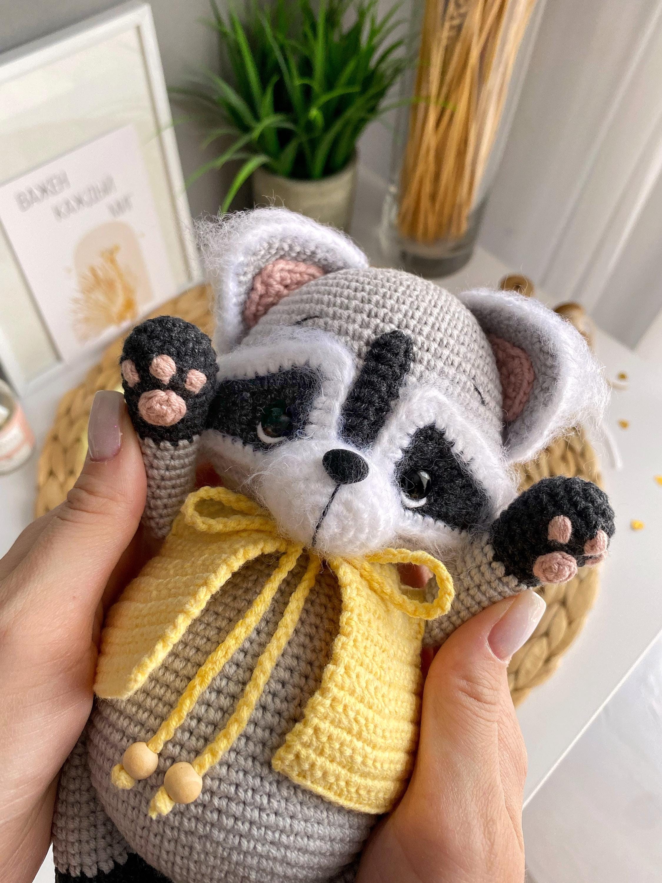 Crochet Raccoon Pattern PDF in Eng Amigurumi Raccoon Amigurumi Cute ...