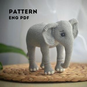 Baby elephant crochet pattern PDF ENG amigurumi elephant stuffed toy pattern baby shower gift nursery decor DIY toy