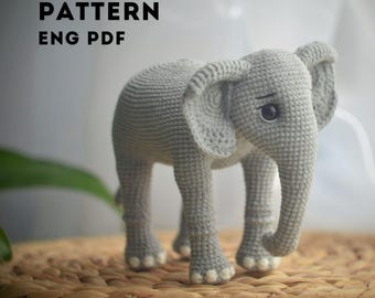 Padrão de crochê de elefante bebê em PDF: brinquedo de pelúcia amigurumi (download digital)