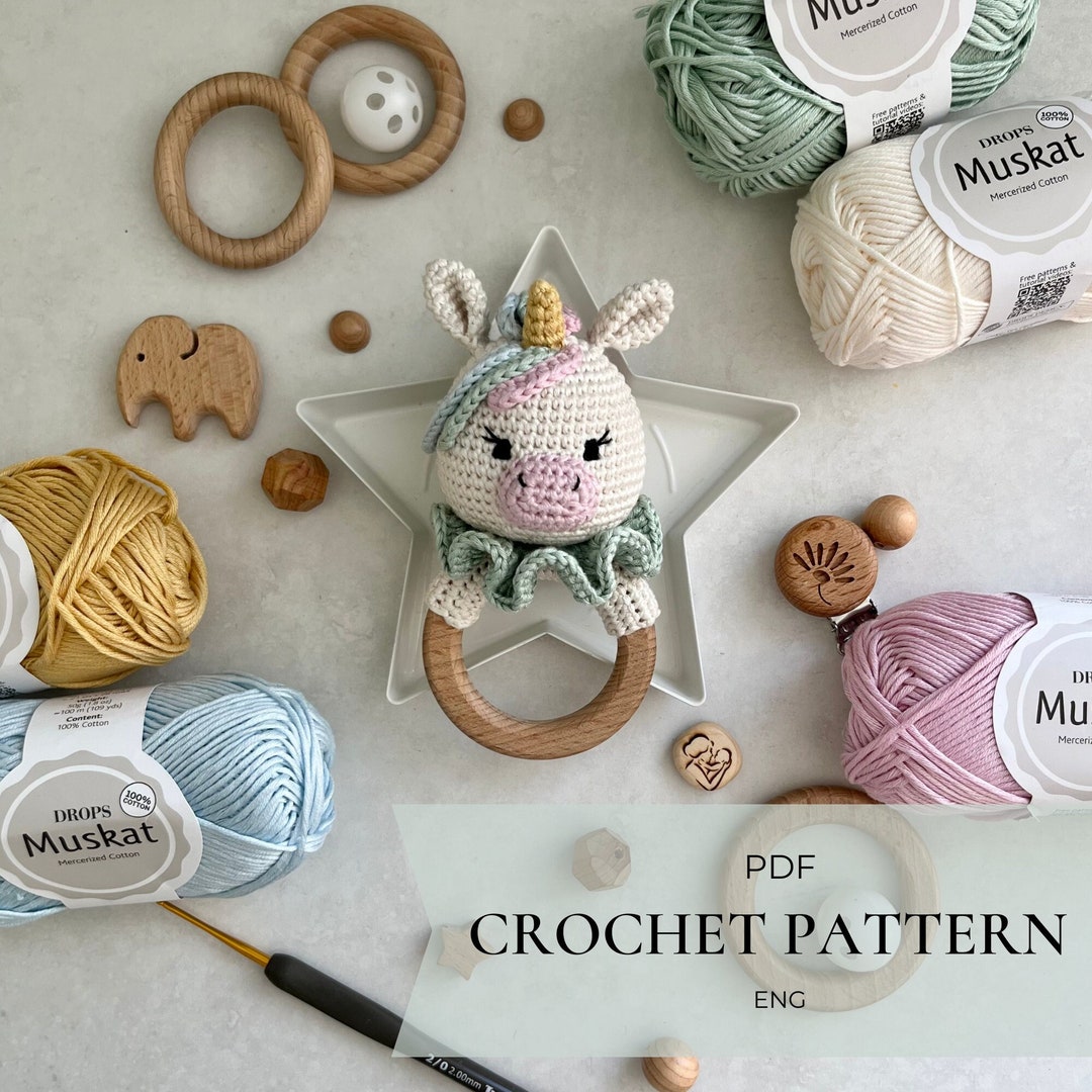 Crochet Cute Unicorn Rattle and Unicorn Baby Booties Gift Set 2pc