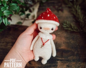 Amigurumi Champignon Garçon Motif Crochet Amanite tue-mouche