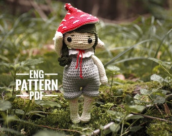 Crochet Forest Elf Pattern , Mushroom Sprite Doll Amigurumi Tutorial