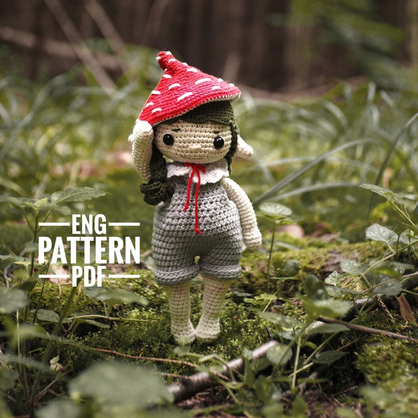 Crochet Forest Elf Pattern , Mushroom Sprite Doll Amigurumi Tutorial