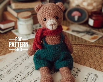 Crochet Bear pdf pattern, Teddy bear amigurumi tutorial, Christmas amigurumi
