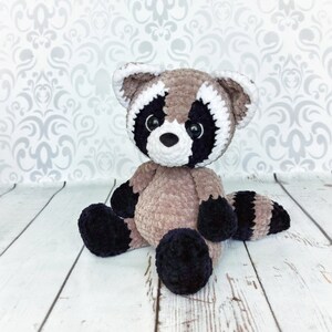 Raccoon crochet pattern, amigurumi crochet tutorial, forest animal pdf, häkelanleitung pattern on English, French, German zdjęcie 3