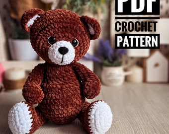 Teddy bear crochet pattern 2 in 1, amigurumi panda bear, crochet pattern plush toy