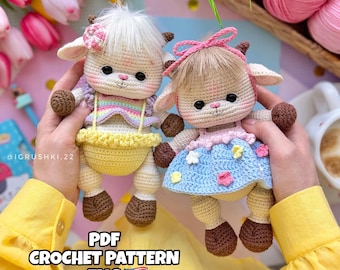 Crochet Goat Pattern PDF in ENG Farm Animal Toy Plush Goat Doll DIY