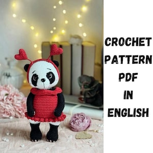Patrón de crochet lindo panda Amigurumi juguete de crochet El panda amigurumi enamorado ESP PDF Patrón Amigurumi