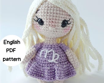 ENG Crochet Virgo Pattern & Bonus Coloring Page, Zodiac Doll Amigurumi Guide, Astrology Toy Tutorial, PDF Download, Birthday gift