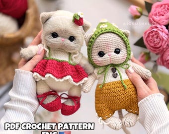 Crochet pattern cat PDF Eng 2in1 amigurumi siamese cat crochet animals pattern crochet cute kitty