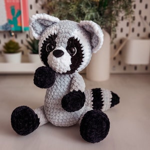Raccoon crochet pattern, amigurumi crochet tutorial, forest animal pdf, häkelanleitung pattern on English, French, German zdjęcie 7