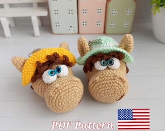 English crochet pattern keychain Horse