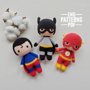 Crochet patterns set 3 in 1 English PDF amigurumi heroes crochet heroes amigurumi tutorials