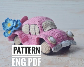 Retro Car, Beetle Car Classic, PDF English crochet pattern