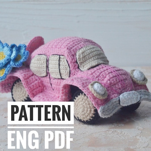 Voiture rétro, Beetle Car Classic, PDF Patron au crochet anglais