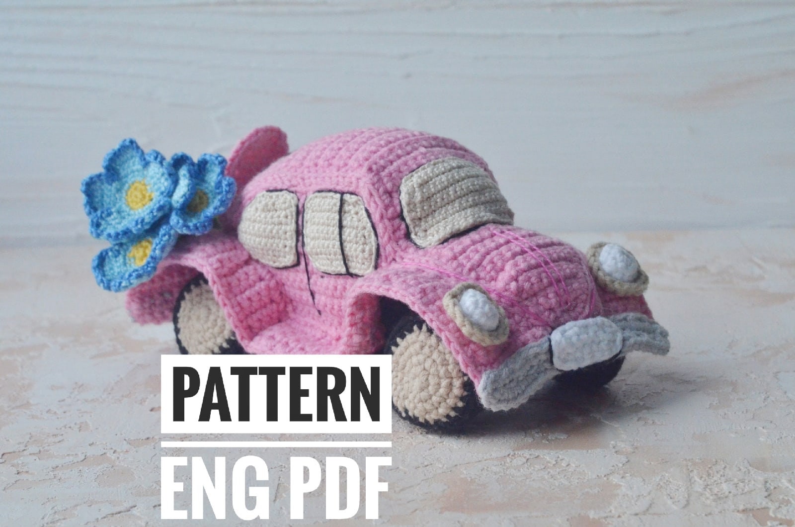 Retro Car, Beetle Car Classic, PDF English Crochet Pattern