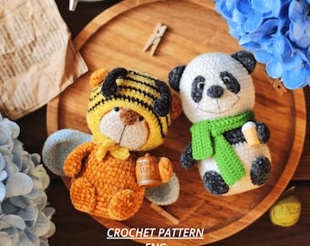 Modèle au crochet ours et panda : tutoriel Amigurumi (PDF ENG)