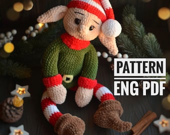 Peluche elfe de Noël au crochet : jouet amigurumi (tutoriel PDF en anglais)