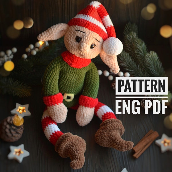 Crochet plush elf pattern, Christmas elf, amigurumi elf, elf toy pattern, English crochet Tutorial